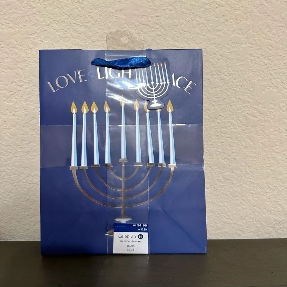 Celebrate It Hanukkah Gift Bags 5 Packs 10 Bags Jewish Holiday Menorah Dreidel